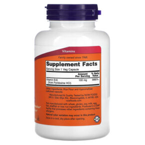 Thực phẩm bổ sung NOW Foods B-6 100 mg 250 Veg Capsules 733739004581
