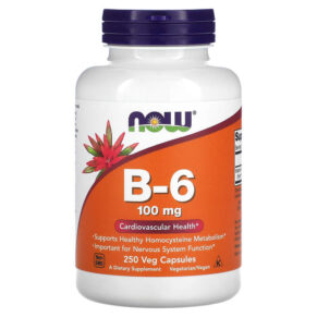 Thực phẩm chức năng NOW Foods B-6 100 mg 250 Veg Capsules 733739004581