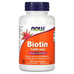 Thực phẩm chức năng NOW Foods Biotin 5.000 mcg 120 Veg Capsules 733739004741