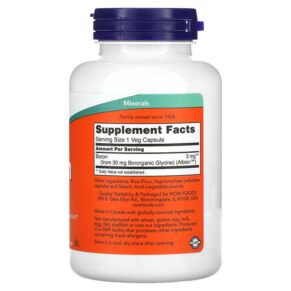 Thực phẩm bổ sung NOW Foods Boron 3 mg 250 Veg Capsules 733739014122