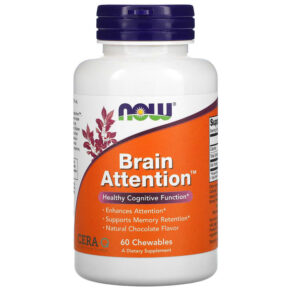 Thực phẩm chức năng NOW Foods Brain Attention Natural Chocolate Flavor 60 Chewables 733739023971