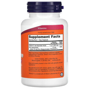 Thực phẩm bổ sung NOW Foods C-1000 Zinc Immune Vitamin C 1.000 mg & Zinc 15 mg 90 Veg Capsules 733739006943