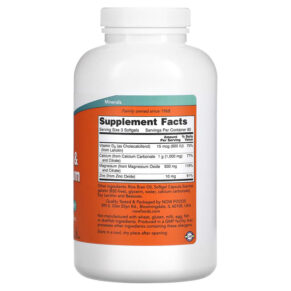 Thực phẩm bổ sung NOW Foods Calcium & Magnesium with Vitamin D-3 and Zinc 240 Softgels 733739012524