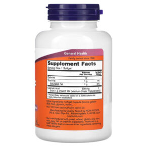 Thực phẩm bổ sung NOW Foods Caprylic Acid 600 mg 100 Softgels 733739033475