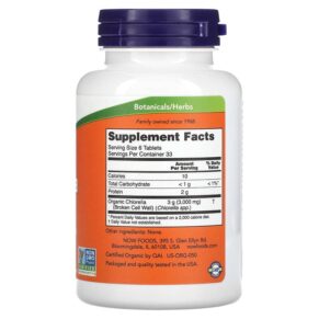Thực phẩm bổ sung NOW Foods Certified Organic Chlorella 500 mg 200 Tablets 733739026316