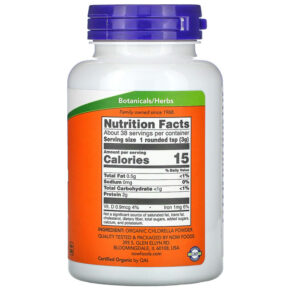 Thực phẩm bổ sung NOW Foods Certified Organic Chlorella Pure Powder 4 oz (113 g) 733739026361