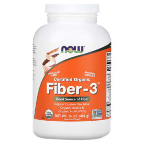 Thực phẩm chức năng NOW Foods Certified Organic Fiber-3 Powder 16 oz (454 g) 733739059932