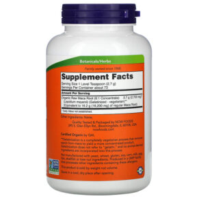 Thực phẩm bổ sung NOW Foods Certified Organic Maca Pure Powder 7 oz (198 g) 733739050359