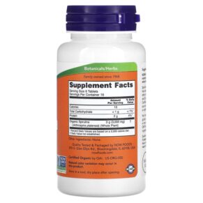 Thực phẩm bổ sung NOW Foods Certified Organic Spirulina 500 mg 100 Tablets 733739026965