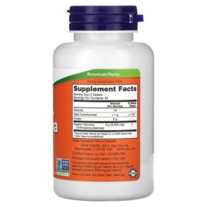 Thực phẩm bổ sung NOW Foods Certified Organic Spirulina Double Strength 1.000 mg 120 Tablets 733739027153