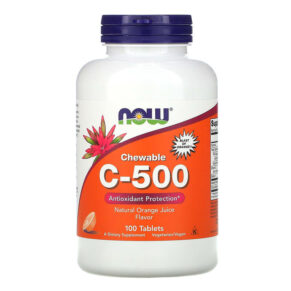 Thực phẩm chức năng NOW Foods Chewable C-500 Orange Juice Flavor 100 Tablets 733739006301