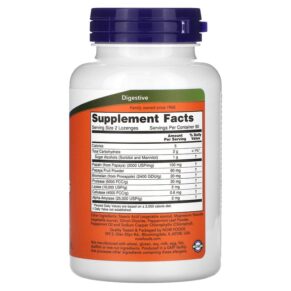 Thực phẩm bổ sung NOW Foods Chewable Papaya Enzymes 180 Lozenges 733739029706