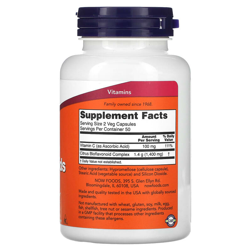 NOW Foods Citrus Bioflavonoids 100 Veg Capsules 2 Thực phẩm bổ sung NOW Foods Citrus Bioflavonoids 100 Veg Capsules 733739006103