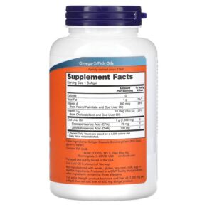 Thực phẩm bổ sung NOW Foods Cod Liver Oil 1.000 mg 180 Softgels 733739017444