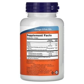 Thực phẩm bổ sung NOW Foods Cod Liver Oil Extra Strength 1.000 mg 90 Softgels 733739017437
