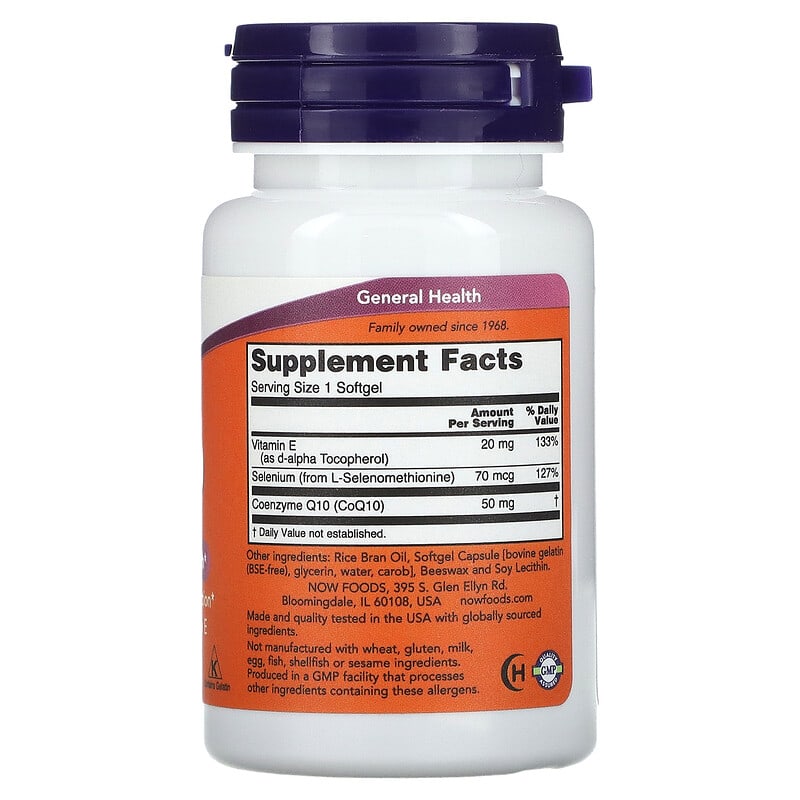 NOW Foods CoQ10 50 mg 50 Softgel 2 Thực phẩm bổ sung NOW Foods CoQ10 50 mg 50 Softgel 733739031921