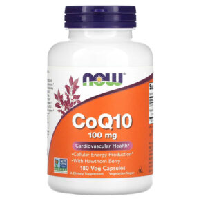 Thực phẩm chức năng NOW Foods CoQ10 With Hawthorn Berry 100 mg 180 Veg Capsules 733739032133