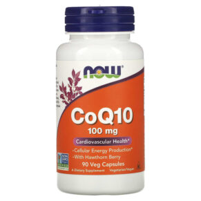 Thực phẩm chức năng NOW Foods CoQ10 with Hawthorn Berry 100 mg 90 Veg Capsules 733739032126