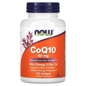 Thực phẩm chức năng NOW Foods CoQ10 with Omega-3 Fish Oil 60 mg 120 Softgels 733739031662