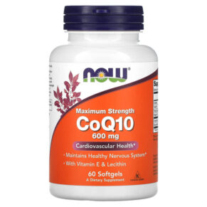 Thực phẩm chức năng NOW Foods CoQ10 with Vitamin E & Lecithin Maximum Strength 600 mg 60 Softgels 733739031822