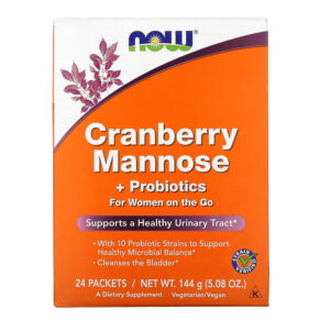 Thực phẩm chức năng NOW Foods Cranberry Mannose + Probiotics For Women On The Go 24 Packets 0.21 oz (6 g) Each 733739028129