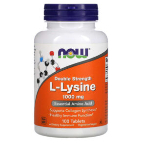 Thực phẩm chức năng NOW Foods Double Strength L-Lysine 1.000 mg 100 Tablets 733739001139
