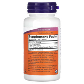 Thực phẩm bổ sung NOW Foods Double Strength Lutein 90 Veg Capsules 733739030696