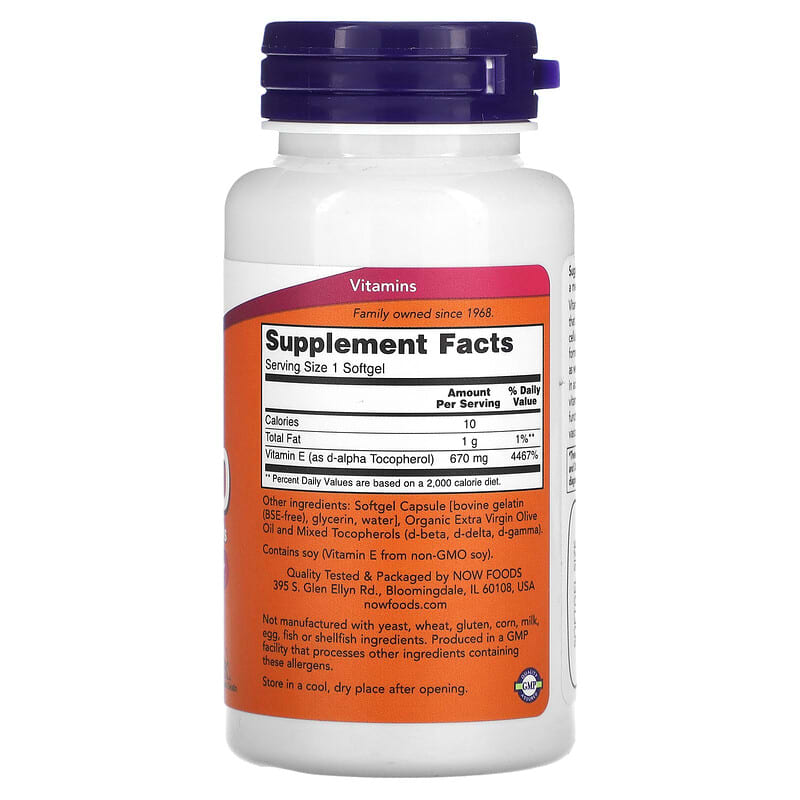 NOW Foods E-1000 with Mixed Tocopherols 670 mg (1.000 IU) 50 Softgels 2 Thực phẩm bổ sung NOW Foods E-1000 with Mixed Tocopherols 670 mg (1.000 IU) 50 Softgels 733739009005