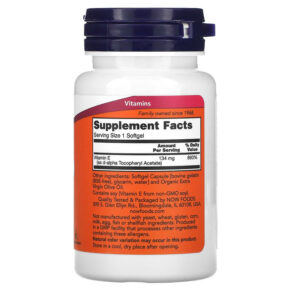 Thực phẩm bổ sung NOW Foods E-200 134 mg (200 IU) 100 Softgels 733739008251