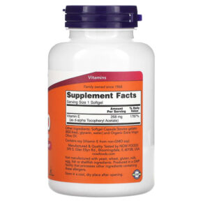 Thực phẩm bổ sung NOW Foods E-400 268 mg (400 IU) 250 Softgels 733739008398