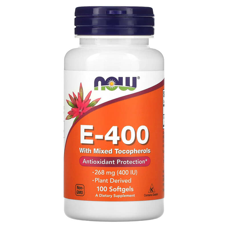 NOW Foods E-400 with Mixed Tocopherols 268 mg (400 IU) 100 Softgels 8 Thực phẩm chức năng NOW Foods E-400 with Mixed Tocopherols 268 mg (400 IU) 100 Softgels 733739008923