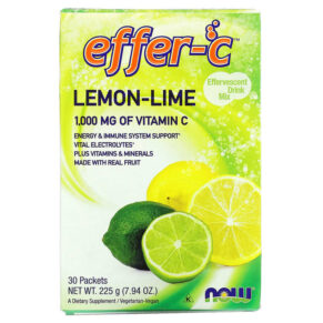 Thực phẩm chức năng NOW Foods Effer-C Effervescent Drink Mix Lemon-Lime 1.000 mg 30 Packets (7.5 g) Each 733739006066