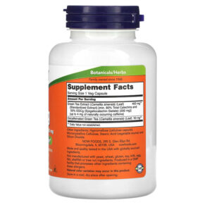 Thực phẩm bổ sung NOW Foods EGCg Green Tea Extract 400 mg 180 Veg Capsules 733739047571