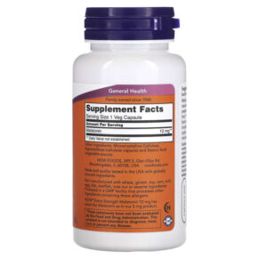 Thực phẩm bổ sung NOW Foods Extra Strength Melatonin 10 mg 100 Veg Capsules 733739035578
