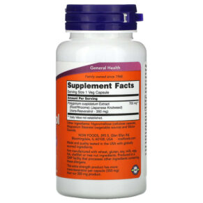 Thực phẩm bổ sung NOW Foods Extra Strength Resveratrol 350 mg 60 Veg Capsules 733739033864