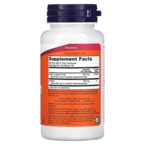 Thực phẩm bổ sung NOW Foods Flush-Free Niacin 125 mg 90 Veg Capsules 733739004833