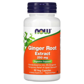 Thực phẩm chức năng NOW Foods Ginger Root Extract 250 mg 90 Veg Capsules 733739046895