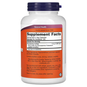 Thực phẩm bổ sung NOW Foods Glucosamine Sulfate 750 mg 240 Veg Capsules 733739032386