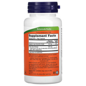 Thực phẩm bổ sung NOW Foods Green Tea Extract 400 mg 100 Veg Capsules 733739047052