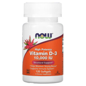 Thực phẩm chức năng NOW Foods High Potency Vitamin D-3 10.000 IU 120 Softgels 733739003768