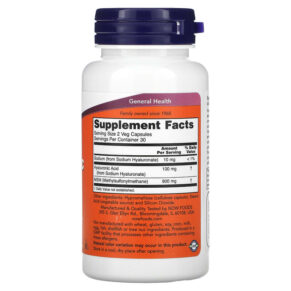 Thực phẩm bổ sung NOW Foods Hyaluronic Acid 50 mg 60 Veg Capsules 733739031563