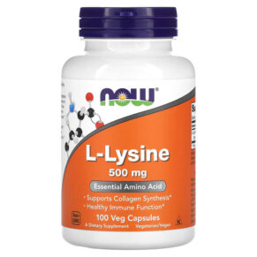 Thực phẩm chức năng NOW Foods L-Lysine 500 mg 100 Veg Capsules 733739001108