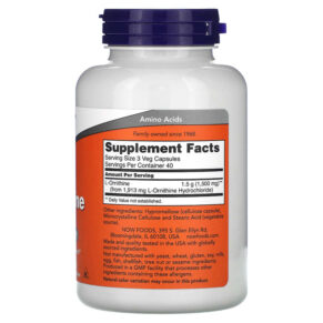 Thực phẩm bổ sung NOW Foods L-Ornithine 500 mg 120 Veg Capsules 733739001221