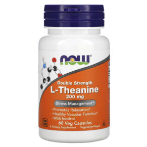 Thực phẩm chức năng NOW Foods L-Theanine Double Strength 200 mg 60 Veg Capsules 733739001474