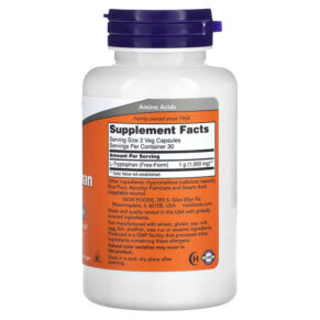 Thực phẩm bổ sung NOW Foods L-Tryptophan 500 mg 60 Veg Capsules 733739001665