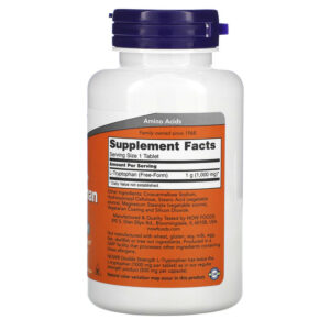Thực phẩm bổ sung NOW Foods L-Tryptophan Double Strength 1.000 mg 60 Tablets 733739001696