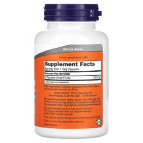 NOW Foods L-Tyrosine Extra Strength 750 mg 90 Veg Capsules 3 Thực phẩm bổ sung NOW Foods L-Tyrosine Extra Strength 750 mg 90 Veg Capsules 733739001658