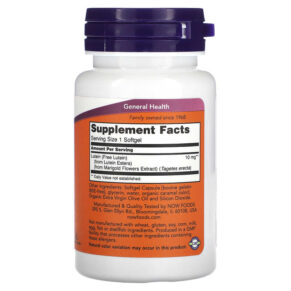 Thực phẩm bổ sung NOW Foods Lutein 10 mg 60 Softgels 733739030580