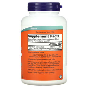 Thực phẩm bổ sung NOW Foods Magnesium Bisglycinate Powder 8 oz (227 g) 733739012999