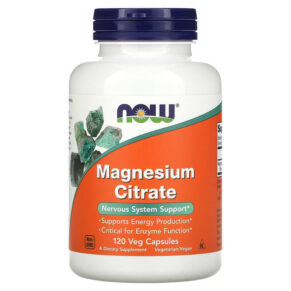 Thực phẩm chức năng NOW Foods Magnesium Citrate 120 Veg Capsules 733739012944